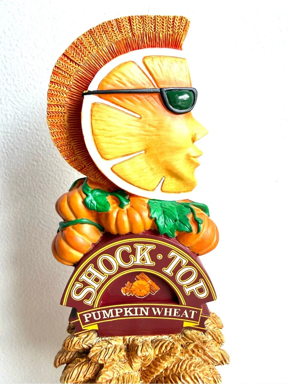 Shock Top Anheuser Busch Pumpkin Wheat Wedgehead Craft Beer Tap Handle 13”